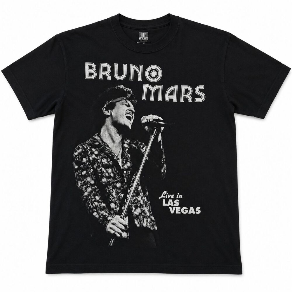 Bruno Mars Live In Las Vegas 2025 Tour Shirt Large Black Concert Tee